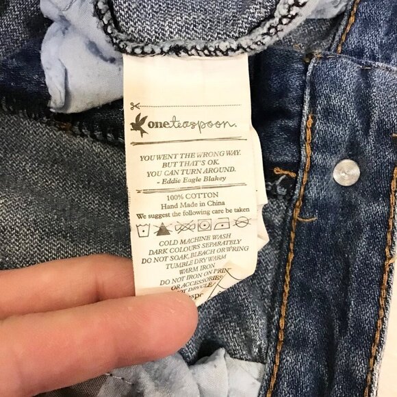 One Teaspoon 25 (3) Trashed Free Birds Women’s Jeans Low Waist Rigid Skinny Leg - Picture 10 of 12